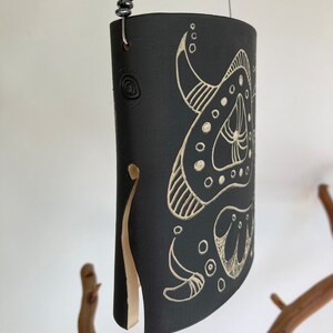 By The Sea Sgraffito Wind Chime Bell Handmade Ceramic Garden Art Handcrafted Unique Gift image 4