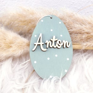 Personalized Easter gift tag, wooden tag with name, DIY Easter basket, Easter with child, personalized Easter egg, wooden egg
