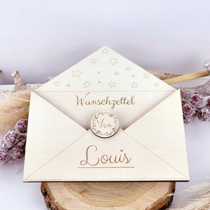 Personalisierter Briefumschlag für den Wunschzettel eurer Kinder aus Holz, Wunschzettel Kinder, Wunschzettel aus Holz, DIY Weihnachten