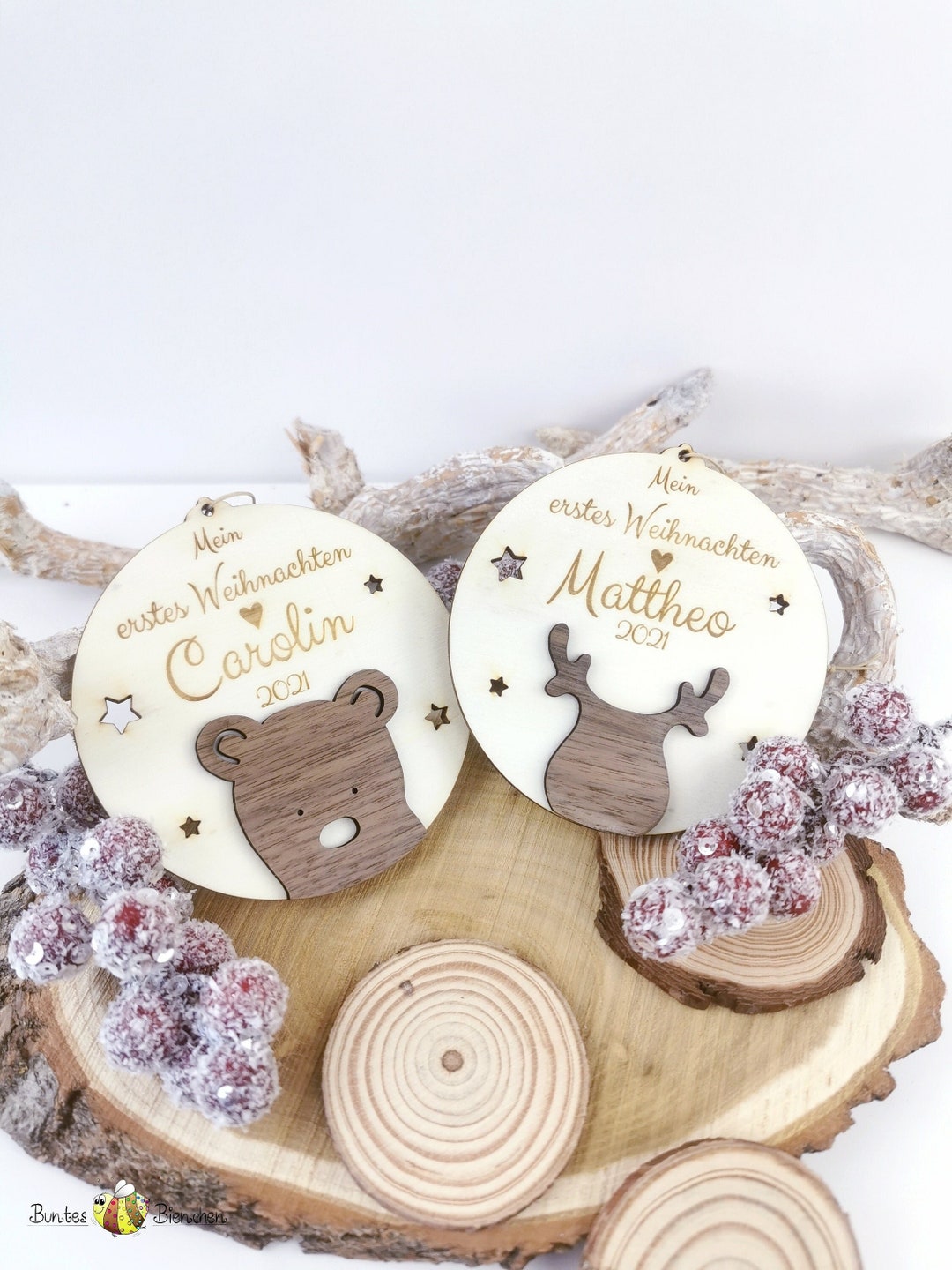 My First Christmas 2024, Personalized Pendant, Wooden Christmas Pendant