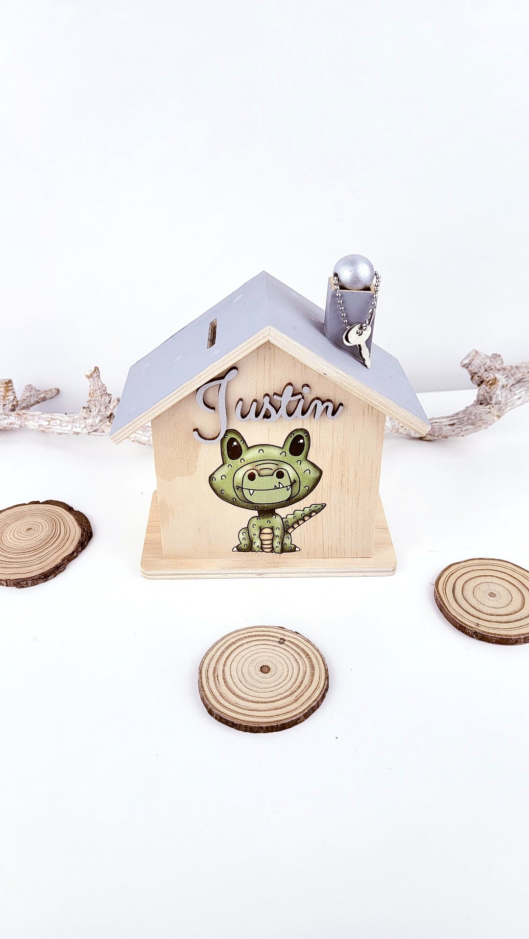 Spardose Aus Holz Mit Fuchs-Motiv – „Sparfuchs“ Als Geschenk Zur Einschulung Oder Fürs Kinderzimmer