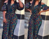 Sexy sequin prom jumpsuit,African Romper,African clothing for women,African party dress, wedding dress,African reception jumpsuit dress