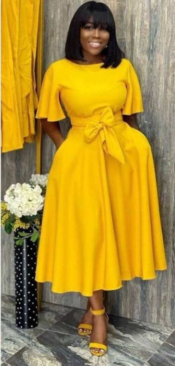 yellow party dress