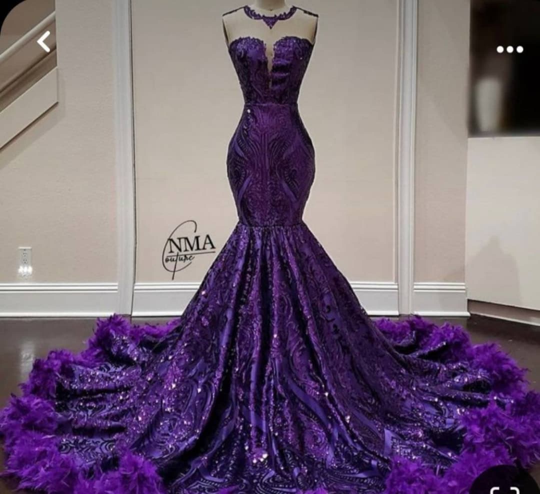 purple mermaid prom dress
