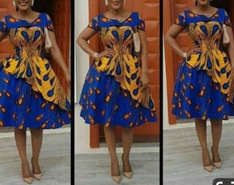 African print midi dress, Ankara dress for women, African clothing for women,Ankara skater dresses, African clothing,party dress