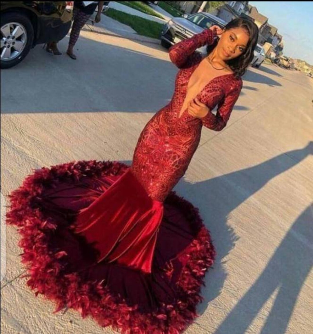 Deep V Neck Mermaid Dress,african Mermaid Prom Dress,lace Wedding Dress