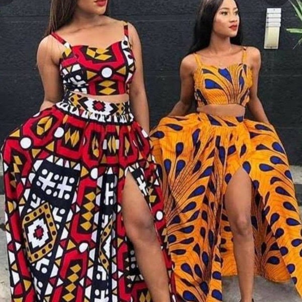 Afrikaanse crop top en maxi rok jurk, Afrikaanse zomerjurk, kente crop top, Afrikaanse kleding voor vrouwen, Ankara vrouwen jurk, Afrikaanse prom jurk