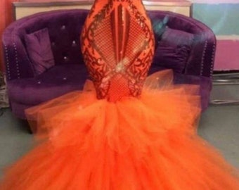 Orange Prom Dress - Etsy