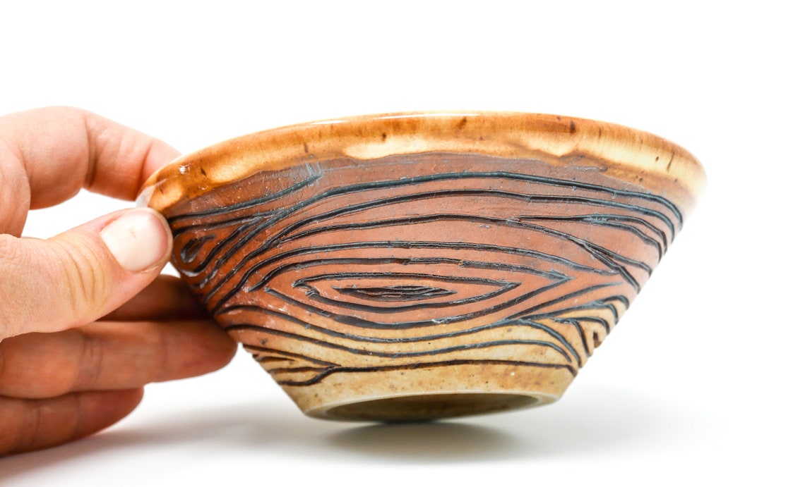 Wood Texture Ceramic Bowl Etsy