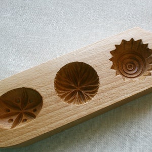 Maamoul, Mooncake mold, Honey cake wooden mold, hand carved (three pattern)