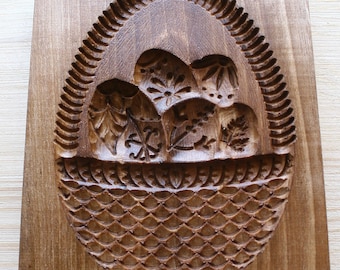 Gingerbread mold, Honey cake mold, springerle, spekulatius wooden mold, hand carved-basket with eggs