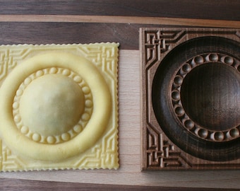 Ravioli board, Fresh Pasta, filled cookie wooden board, double filling, Greek pattern