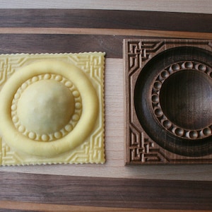 Ravioli board, Fresh Pasta board wooden, double filling, Greek pattern