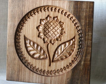 Gingerbread mold, Honey cake mold, springerle, spekulatius wooden mold, hand carved-sunflower pattern