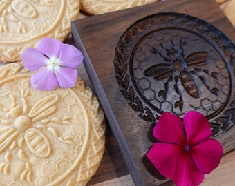 Gingerbread mold, Honey cake mold, springerle, spekulatius wooden mold, hand carved-bee pattern