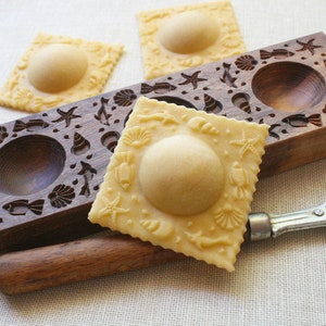 Ravioli board, Fresh Pasta board, Filled cookie wooden  Board, ocean pattern