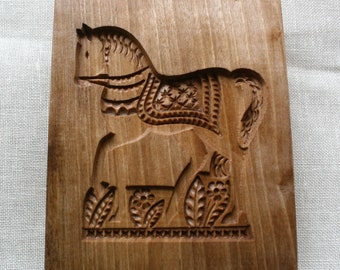 Gingerbread mold, Honey cake mold, springerle, spekulatius wooden mold, hand carved- horse pattern