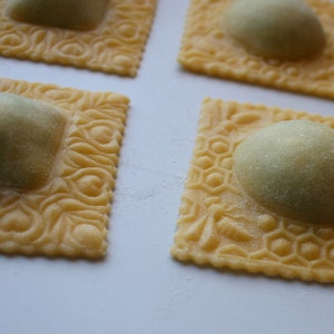 Ravioli board, Fresh Pasta board, Filled cookie wooden Board, honeycomb with bees pattern image 9