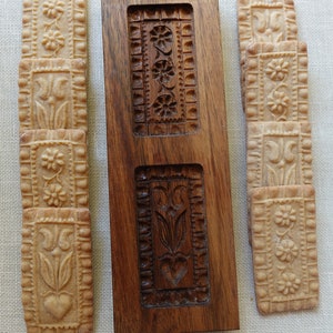 Molde de madera para galletas con forma de flor, tallado a mano (2 flores)