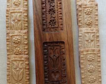 Gingerbread mold, Honey cake mold, springerle, spekulatius wooden mold, hand carved (2 pcs flower biscuits)