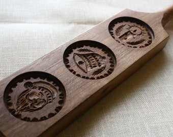 Gingerbread mold, Honey cake wooden mold, hand carved (three xmas patterns)