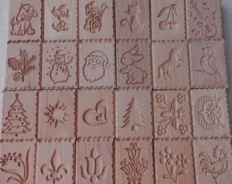20 pcs Cookie stamps (choose 20 from 45 varieties), biscuit, springerle, spekulatius wooden molds