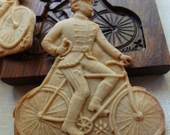 Hand Carved Wooden Cycling Knight gngerbread  mold, speculacius,No customs fees for USA buyers!
