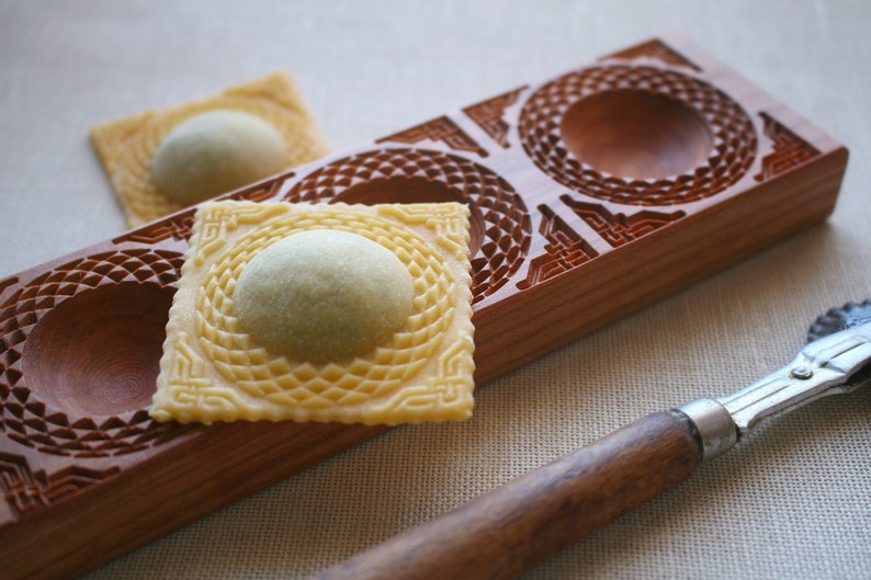 Ravioli board, Fresh Pasta board, Filled cookie wooden Board, Braid pattern image 1