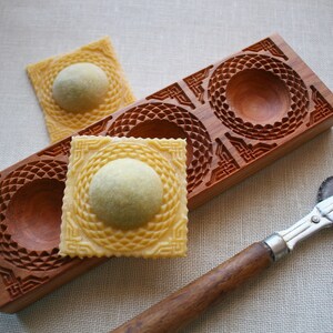 Ravioli board, Fresh Pasta board, Filled cookie wooden Board, Braid pattern image 4