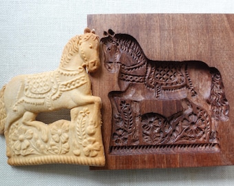 Gingerbread mold, Honey cake mold, springerle, spekulatius wooden mold, hand carved- new horse pattern