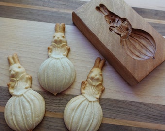 Gingerbread mold, Honey cake mold, springerle, spekulatius wooden mold, hand carved-bunny pattern(10 cm)