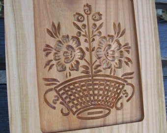 Gingerbread mold, Honey cake mold, springerle, spekulatius wooden mold, hand carved (flowers in basket)