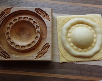 Ravioli board, Fresh Pasta board, Filled cookie wooden  Board, double filling, corn pattern