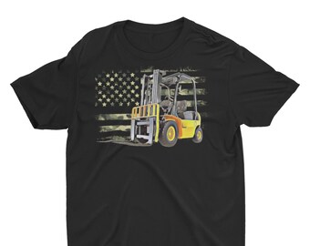 Fork Lift Operator Camo American Flag T-Shirt, Funny Forklift Shirt, Forklift Driver