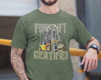 Vintage-inspired Forklift Certified Tee with Hilarious Meme Print for Unisex