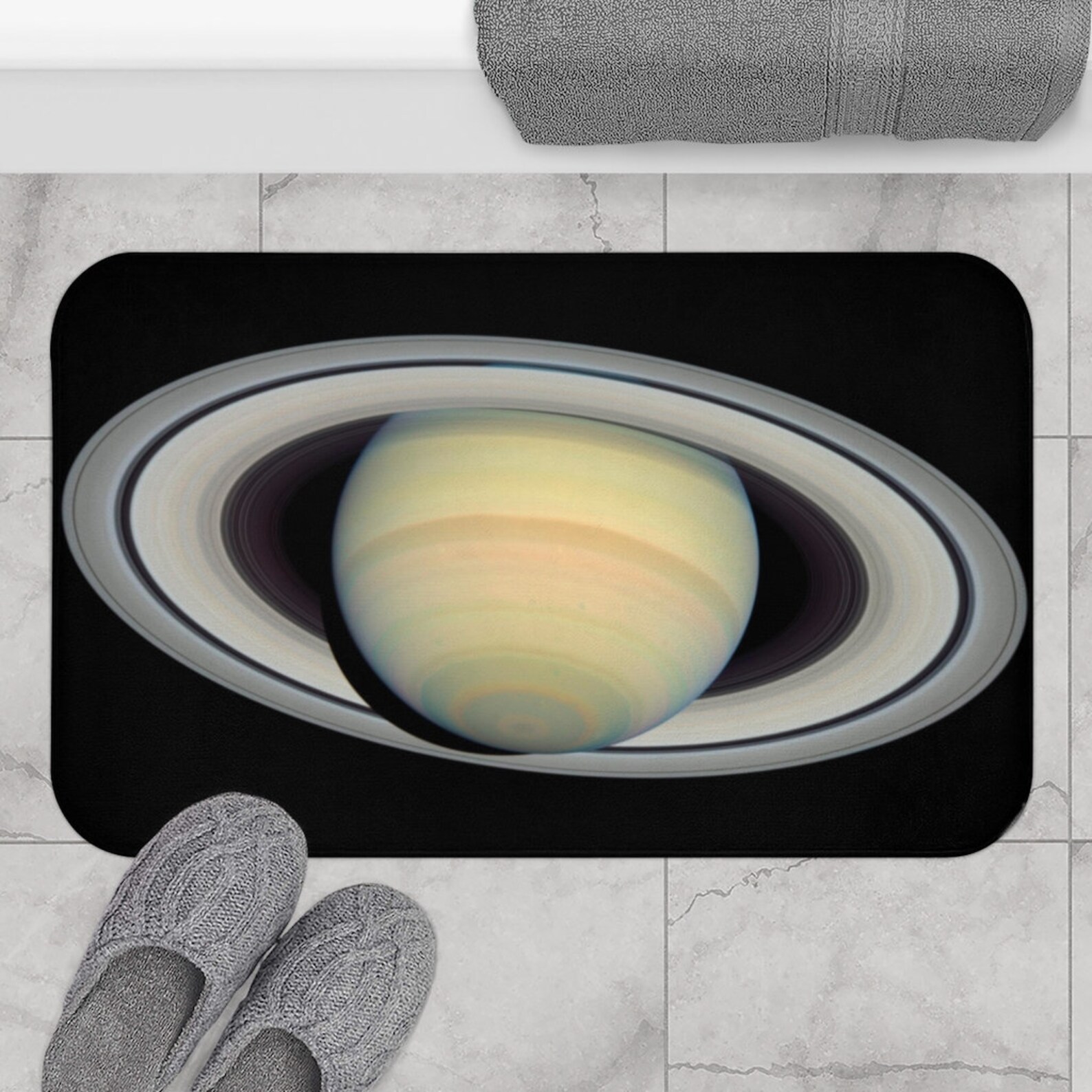 Saturn From Far Bath Mat Solar System Space Bath Mat Space Etsy