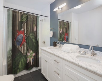The Winged Passion-Flower Themed  Art Shower Curtain - Theme Room, Bathroom Decor, Flower Print, Flower Art