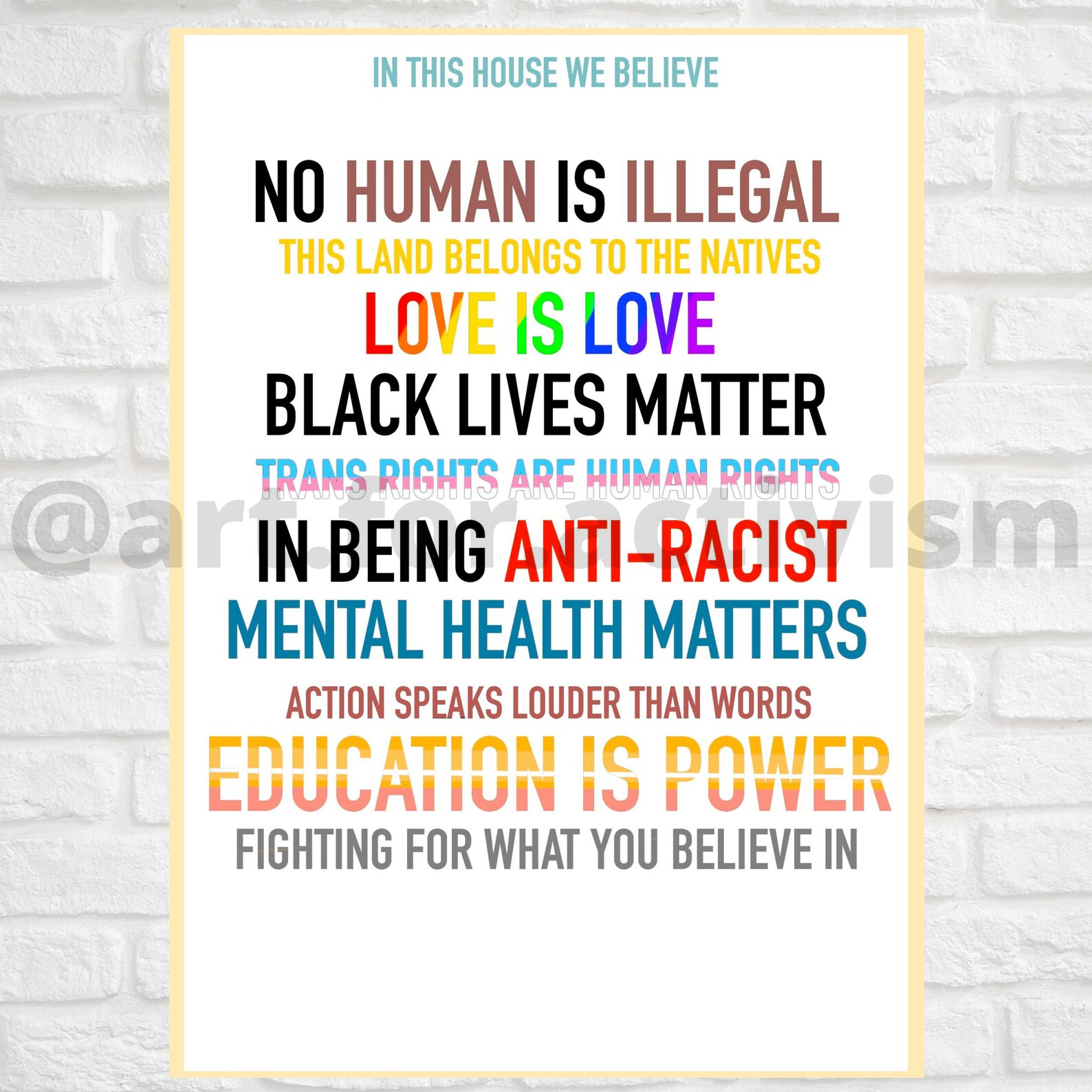 In this house we believe poster we believe poster black Etsy