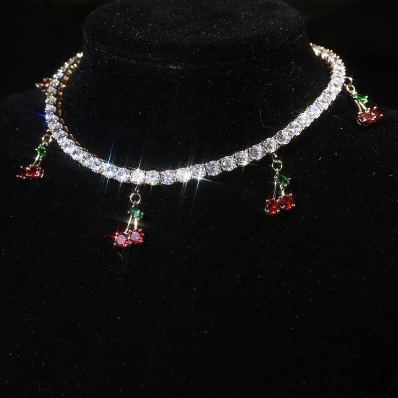 Cherry tennis necklace