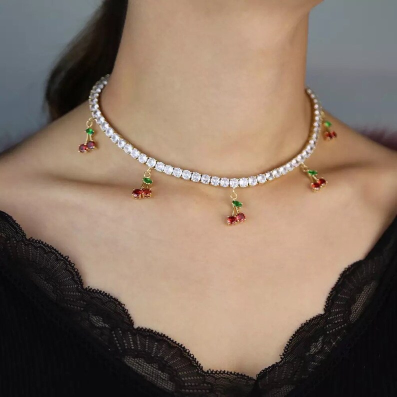 Cherry tennis necklace