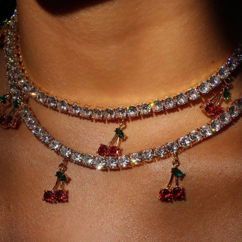 Cherry tennis necklace