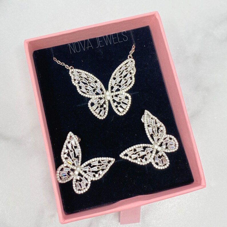 Butterfly necklace and earrings set butterfly necklace,butterfly earrings