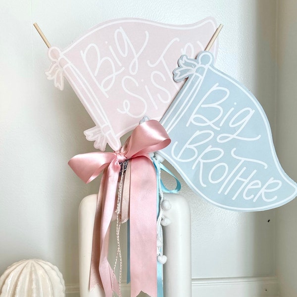 Big Sister Sign For Gender Reveal Sign For Big Sis Signage Baby Prop For Gender Reveal Party Decor Photo Idea For Gender Reveal Pennant Flag