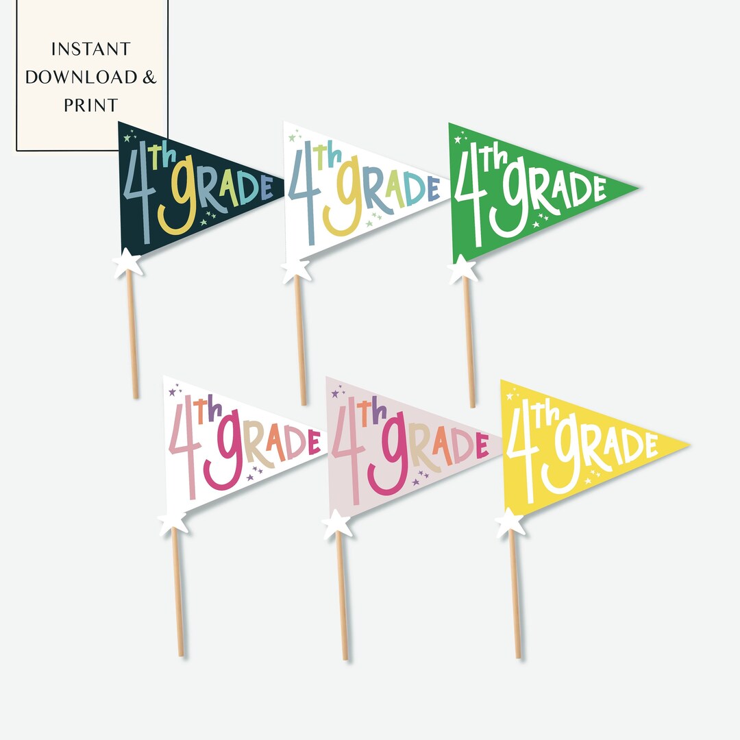 Back to School Sign Fourth Grade First Day of Fourth Grade Pennant Flag ...