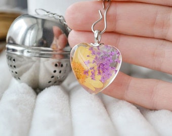 Infusor de chá de coração de flor seca: bola de chá de folhas soltas