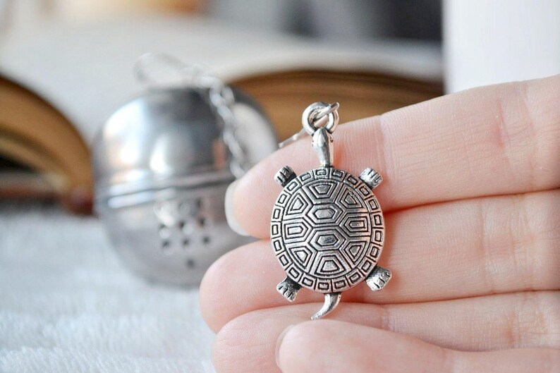 Tea Ball with Turtle Charm tea strainer loose tea favour tea infuser tea brewing mesh tea ball diffuse sea turtle Mother's day gift image 2