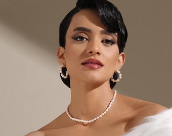 Boucles d'oreilles beauté irrégulières | Perle d'eau douce | Acier inoxydable plaqué or 18 carats