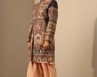 Fine Wool Silk Full Long Jacket | Luxury Women's Outerwear | Elegant Lightweight Coat | Perfect for All Seasons