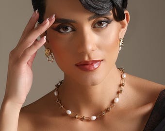 Pendentif perle polyvalent | Collier de perles d'eau douce | Bijoux plaqués or 18 carats