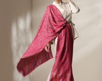 Étole à imprimé floral en mélange de cachemire et soie Châle léger pour femme Design dynamique Accessoire élégant pour mariages et occasions spéciales